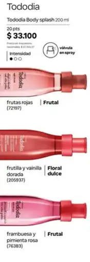 Natura Tododia body splash oferta