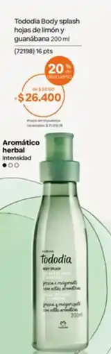 Natura Tododia body splash hojas de limon y guanabana oferta