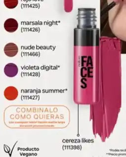 Natura Faces labial líquido matte largo oferta