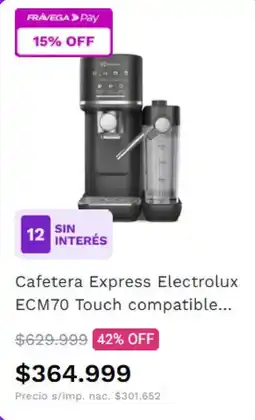 Frávega Electrolux cafetera express ECM70 touch compatible oferta