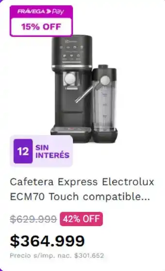 Electrolux cafetera express ECM70 touch compatible