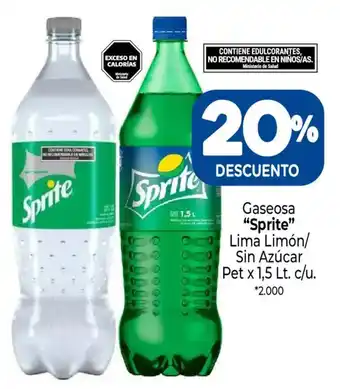 Sprite gaseosa lima limón sin azúcar