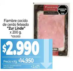La Anonima Zur linde fiambre cocido de cerdo feteado oferta