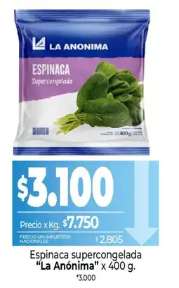 La Anonima La anonima espinaca supercongelada oferta