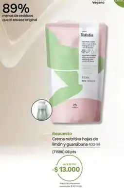 Natura Tododia crema nutritiva hojas de limón y guanábana oferta