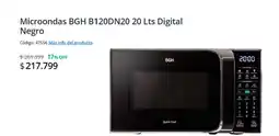 Grupo Marquez Bgh microondas b120dn20 20 lts digital negro oferta