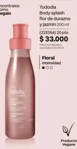 Natura Tododia body splash flor de durazno y jazmín oferta