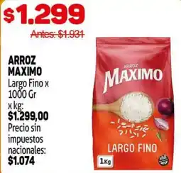 Makro Maximo arroz largo fino oferta