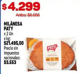 Makro Paty milanesa oferta