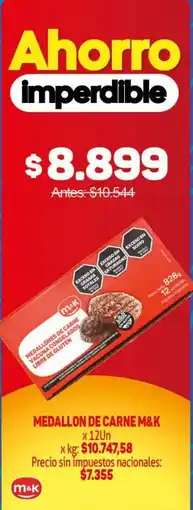 Makro M&K medallon de carne oferta