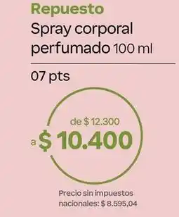 Natura Spray corporal perfumado 100 ml oferta
