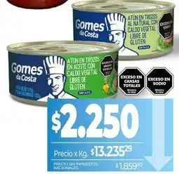 La Anonima Gomes da costa - atún en trozos al natural con caldo vegetal libre de gluten oferta