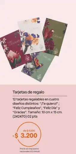 Natura Quiero - tarjetas de regalo oferta