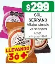 Almacor Sol serrano - alfajor simple vs sabores oferta