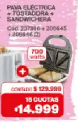Naldo Lombardi Pava eléctrica + tostadora + sandwichera oferta
