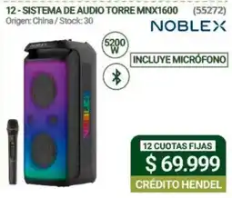 Hendel Noblex sistema de audio torre mnx1600 oferta