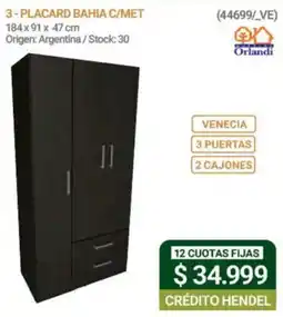 Hendel Orlandi placard bahia c/met oferta