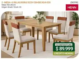 Hendel Henn mesa + 6 sillas roble oferta