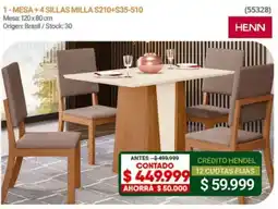 Hendel Henn mesa + 4 sillas milla s210+s35-510 oferta