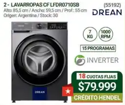 Hendel Drean lavarropas cf lfdr0710sb oferta