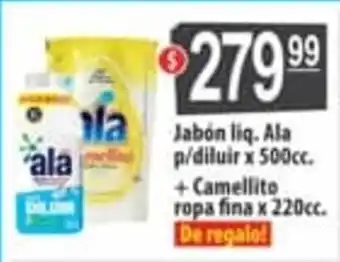 Autoservicio Capo Ala P/Diluir Jabón liq. x 500cc. + Ala Camellito ropa fina x 220cc oferta