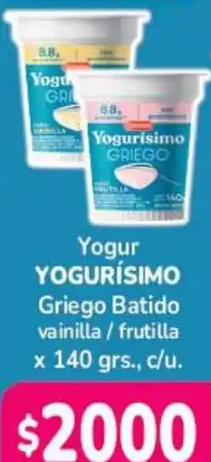 Beltrán Supermercados Yogur YOGURÍSIMO Griego Batido vainilla / frutilla oferta