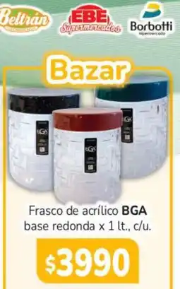 Beltrán Supermercados Bga frasco de acrílico base redonda oferta