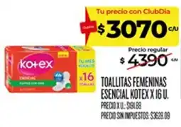 Supermercados DIA Kotex toallitas femeninas esencial oferta