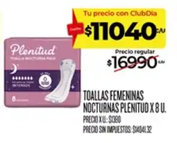 Supermercados DIA Plenitud toallas femeninas nocturnas oferta