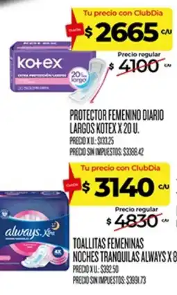 Supermercados DIA Kotex protector femenino diario largos oferta