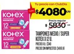 Supermercados DIA Kotex tampones medio super discretos oferta
