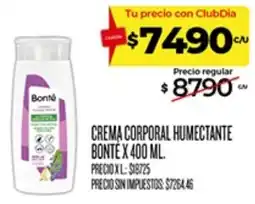 Supermercados DIA Bonte crema corporal humectante oferta