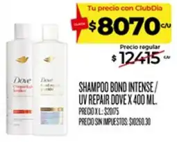 Supermercados DIA Dove shampoo bond intense / uv repair oferta