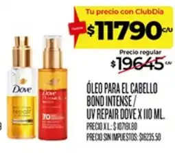 Supermercados DIA Dove óleo para el cabello bond intense / uv repair oferta