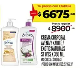 Supermercados DIA St Ives crema corporal avena y karite / exotic naturals oferta