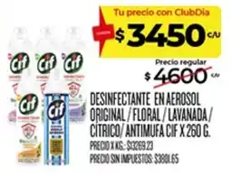 Supermercados DIA Cif desinfectante en aerosol original/floral/lavanada/citrico/antimufa oferta