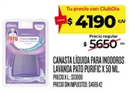 Supermercados DIA Pato canasta líquida para inodoros lavanda oferta