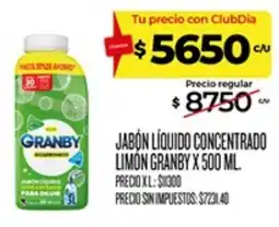 Supermercados DIA Granby jabón líquido concentrado limón oferta