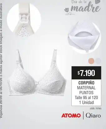 Atomo corpiño maternal puntos