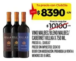 Supermercados DIA Killka vino malbec/blend malbec/cabernet oferta
