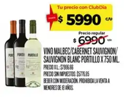 Supermercados DIA Portillo vino malbec/cabernet sauvignon/sauvignon blanc oferta