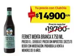 Supermercados DIA Fernet menta branca oferta