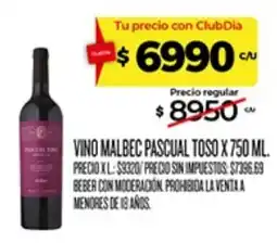 Supermercados DIA Pascual Tosó vino malbec oferta