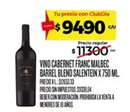 Supermercados DIA Salentein vino cabernet franc malbec barrel blend oferta