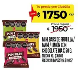 Supermercados DIA Día mini bars de frutilla / maní / limón con chocolate oferta