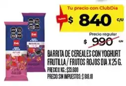 Supermercados DIA Dia barrita de cereales con yoghurt frutilla / frutos rojos oferta