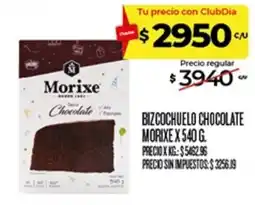 Supermercados DIA Morixe bizcochuelo chocolate oferta
