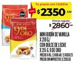 Supermercados DIA 9 de oro mini budín de vainilla con dulce de leche oferta