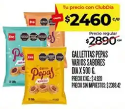 Supermercados DIA Dia galletitas pepas varios sabores oferta