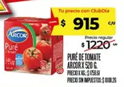 Supermercados DIA Arcor puré de tomate oferta